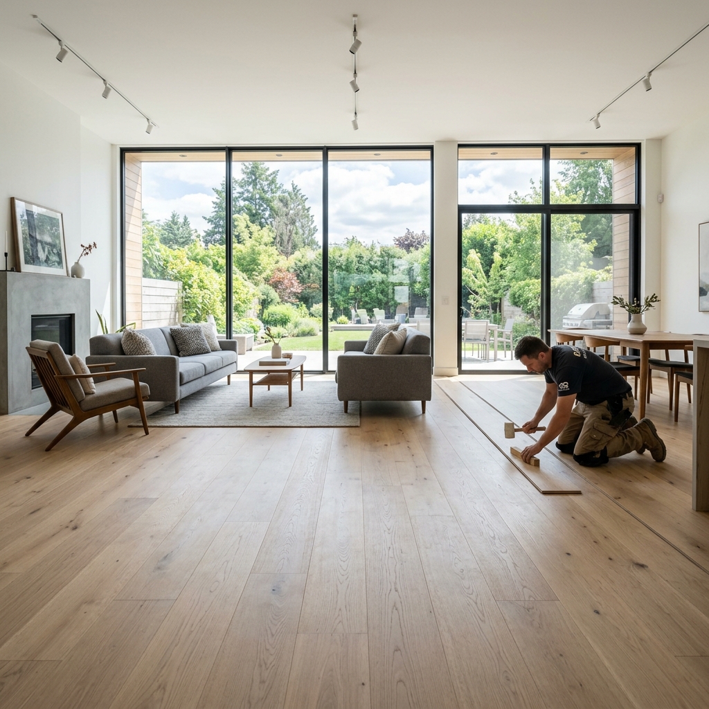 Modern hardwood flooring installation